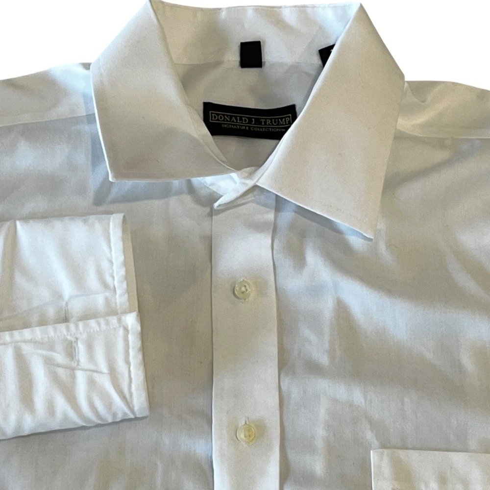 Donald Trump Signature Collection Dress Shirt Mens 17 32/33 White French Cuff